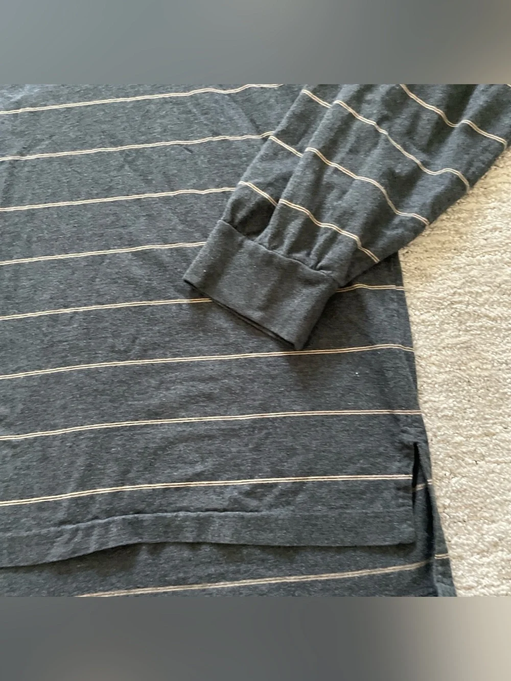 Vintage Polo Ralph Lauren Gray Striped Long Sleeve Polo XXL 100% Pima Cotton Y2K